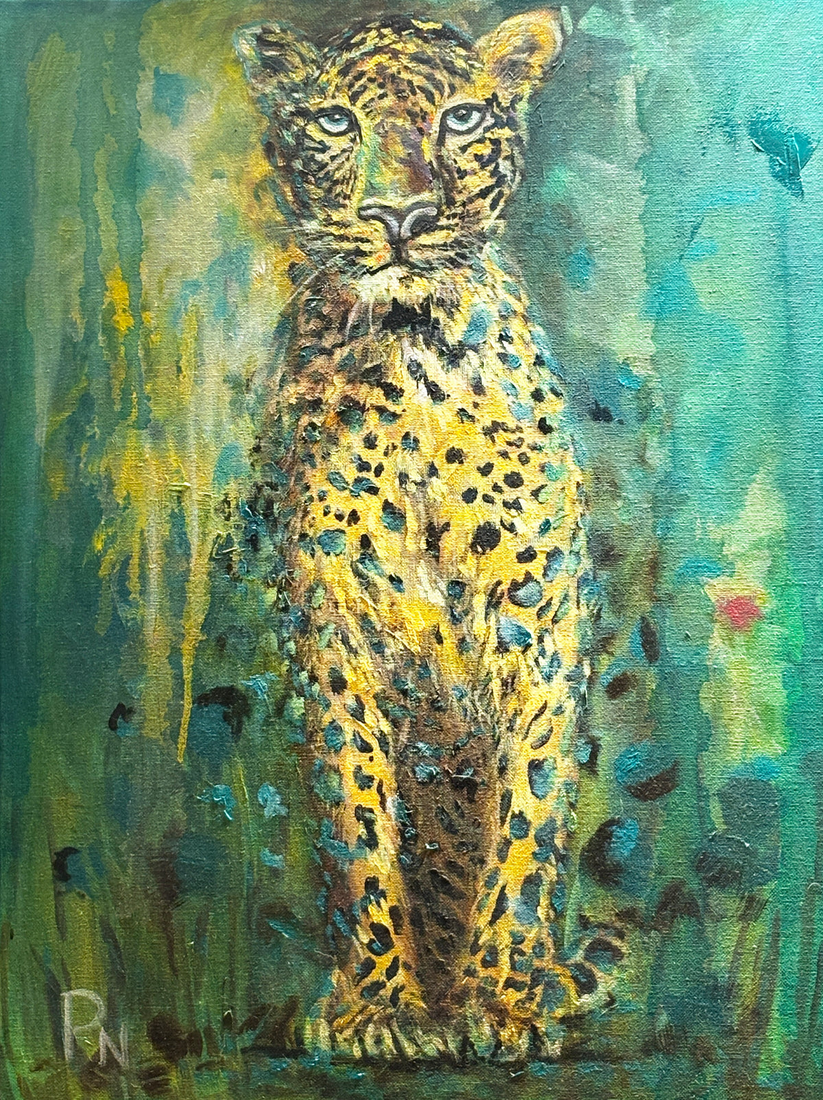 Rachel's Leopard - Oil on stretched 18 x 24" gallery-wrapped canvas